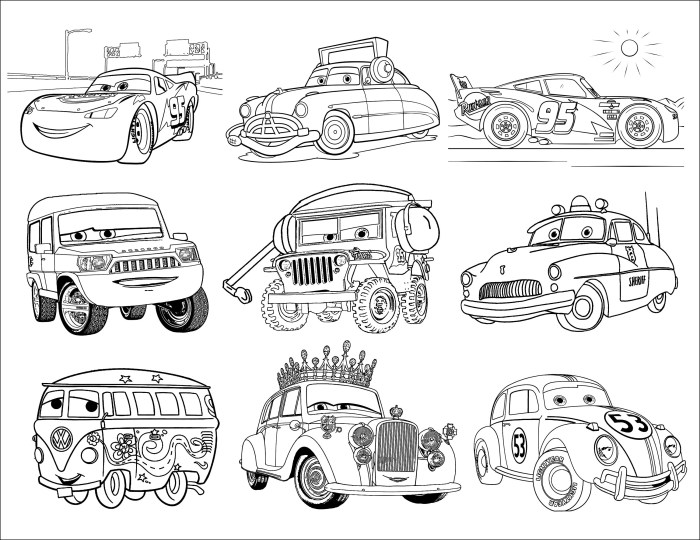 Disney cars coloring book pages